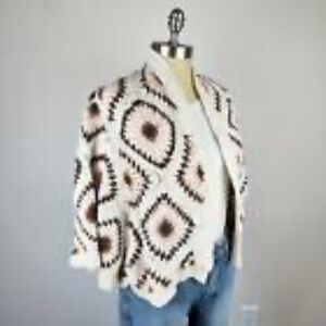 Anthropologie Crochet Cotton Knit Cardigan Sweater Shrug